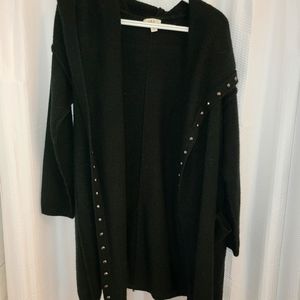 Long studded hooded cardigan